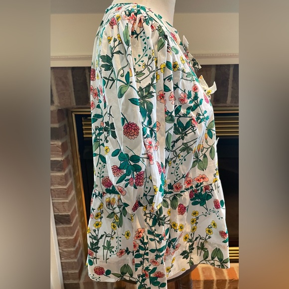 Nautica “Newport Beach” Floral Print Peplum Top with  3 Bow Tie Closure - Picture 7 of 8